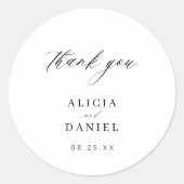 Eenvoudige minimalistische elegante bruiloft ronde sticker (Voorkant)