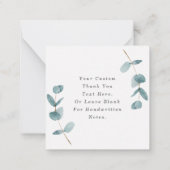 Eenvoudige minimalistische eucalyptus & script dan notitiekaartje (Achterkant)