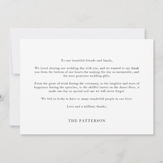Eenvoudige minimalistische foto 3 met harthuwelijk bedankkaart (Achterkant)