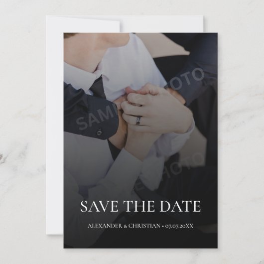 Eenvoudige minimalistische foto met QR-code bruilo Save The Date (Voorkant)