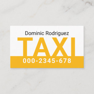 Eenvoudige Minimalistische Gele Taxi Dienst Visitekaartje