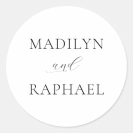 Eenvoudige minimalistische gepersonaliseerde bruil ronde sticker