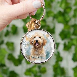 Eenvoudige Minimalistische Goldendoodle Huisdier H Sleutelhanger