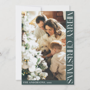 Eenvoudige minimalistische groene kerstfoto feestdagenkaart