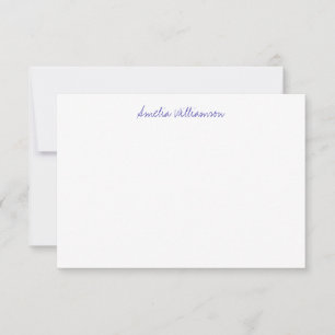 Eenvoudige Minimalistische Handgeschreven Blauwe C Bedankkaart