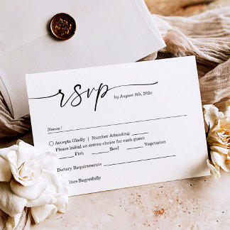 Eenvoudige Minimalistische Handgeschreven Huwelijk RSVP Kaartje