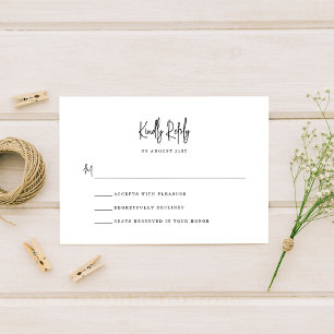 Eenvoudige minimalistische handgeschreven script b RSVP kaartje