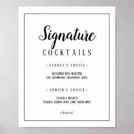 Eenvoudige minimalistische handtekening cocktails poster