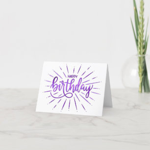 Eenvoudige minimalistische Happy Birthday Paarse s Kaart