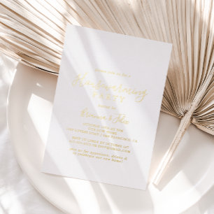 Eenvoudige Minimalistische Housewarming Party Goud Folie Uitnodiging