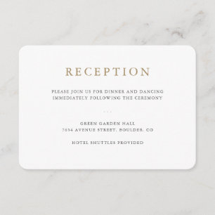 Eenvoudige minimalistische huwelijksreceptie Kaart