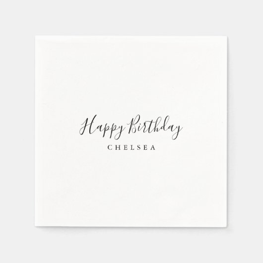 Eenvoudige minimalistische kalligrafie Happy Birth Servet (Voorkant)