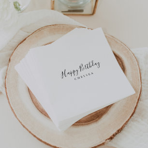 Eenvoudige minimalistische kalligrafie Happy Birth Servet