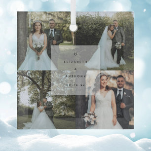 Eenvoudige, minimalistische kerstfoto voor eerste glas ornament