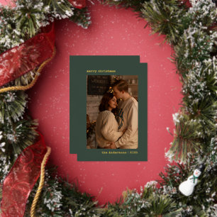 Eenvoudige Minimalistische Koppel Foto Groen Kerst Folie Feestdagenkaart