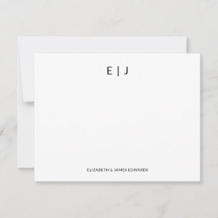 Eenvoudige Minimalistische Koppel Initialen Gepers Notitiekaartje