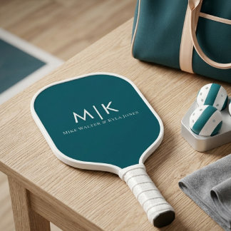 Eenvoudige Minimalistische Koppel Initialen Trouwe Pickleball Paddle