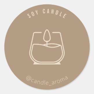 Eenvoudige Minimalistische Logo Kaars Verpakking B Ronde Sticker