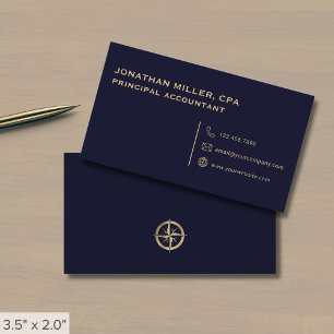 Eenvoudige minimalistische marine blauw en goud visitekaartje