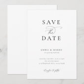 Eenvoudige minimalistische moderne bruiloft Save t Kaart (Voorkant / Achterkant)