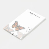 Eenvoudige, minimalistische, moderne monboogvlinde post-it® notes (Schuin)