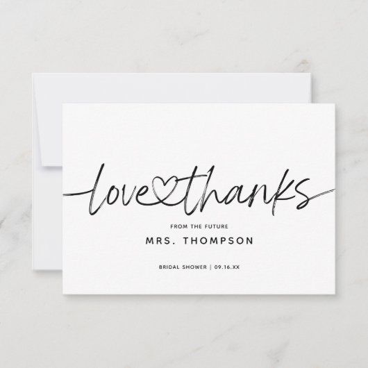 Eenvoudige Minimalistische Moderne Script Bruiloft Bedankkaart (Voorkant)