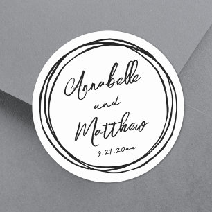 Eenvoudige Minimalistische Namen Rode Handgetekend Ronde Sticker