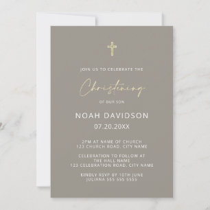 Eenvoudige Minimalistische Neutrale Gouden Doopkru Kaart