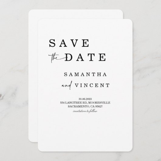 Eenvoudige minimalistische opslag Datum kaart (Voorkant / Achterkant)