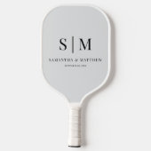 Eenvoudige minimalistische paar Initialen bruiloft Pickleball Paddle (Achterkant)