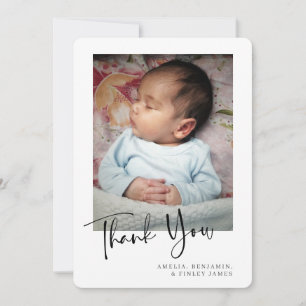 Eenvoudige Minimalistische Pasgeboren Baby Foto  Bedankkaart