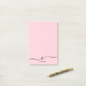 Eenvoudige minimalistische pastel roze aangepaste post-it® notes (Op bureau)