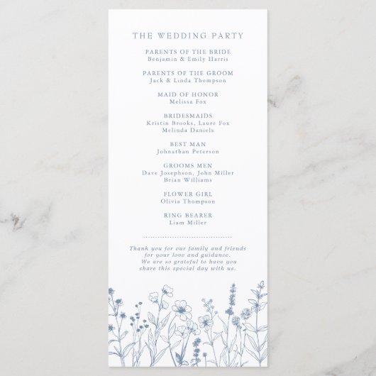 Eenvoudige minimalistische Periwinkle Wildflower b Programma (Achterkant)