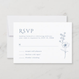 Eenvoudige minimalistische Periwinkle Wildflower b RSVP Kaartje