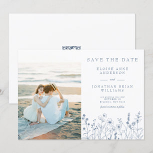 Eenvoudige minimalistische Periwinkle Wildflower F Save The Date