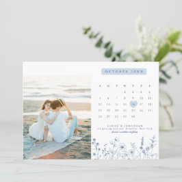 Eenvoudige minimalistische Periwinkle Wildflower f Save The Date
