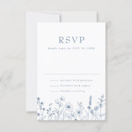 Eenvoudige minimalistische Periwinkle Wildflower W RSVP Kaartje