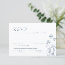 Eenvoudige minimalistische Periwinkle Wildflower W RSVP Kaartje