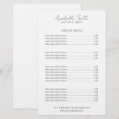 Eenvoudige minimalistische prijslijst met moderne  (Voorkant / Achterkant)
