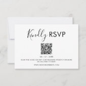Eenvoudige minimalistische QR-code bruiloft RSVP-K RSVP Kaartje (Voorkant)