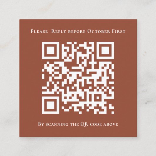 Eenvoudige minimalistische QR-code Square Terracot Informatiekaartje (Voorkant)