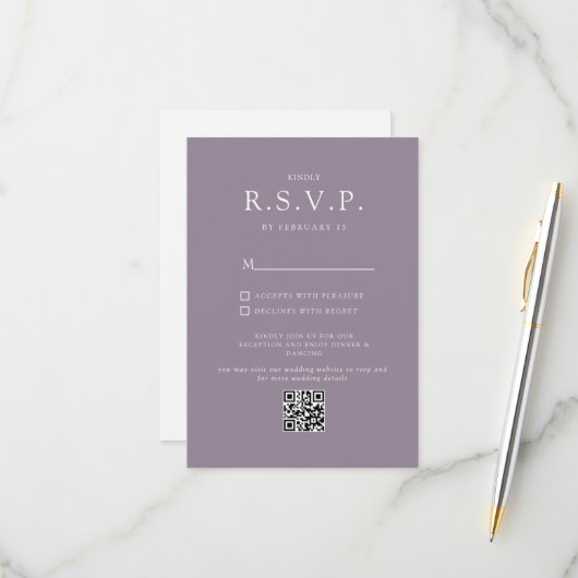 Eenvoudige minimalistische QR CODE-weddenschap RSV RSVP Kaartje (Voorkant / Achterkant in situ)