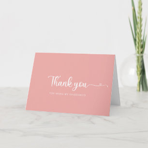 Eenvoudige Minimalistische Roze Bruidsmeisje Dankk Bedankkaart