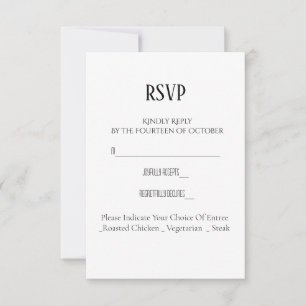 Eenvoudige minimalistische RSVP-bruiloft met keuze RSVP Kaartje