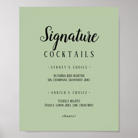 Eenvoudige minimalistische|Sage Signature Cocktail Poster (Voorkant)
