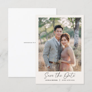 Eenvoudige Minimalistische Save The Date Met Foto  Kaart