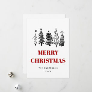 Eenvoudige Minimalistische Schets Zwart Wit Rood K Feestdagenkaart