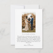 Eenvoudige minimalistische script en hart bruiloft bedankkaart (Achterkant)