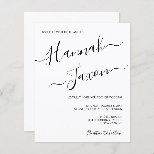 Eenvoudige minimalistische scriptnaam bruiloft (Voorkant / Achterkant)