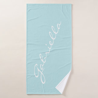 Eenvoudige minimalistische scriptnaam Pastel Aqua  Badhanddoek